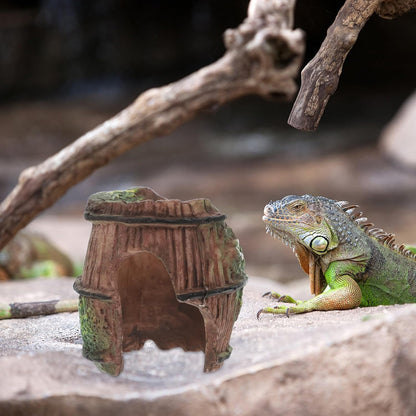 GLEAVI Reptile Hide Cave Habitat Decor Plastic Leopard Gecko Tank Reptile Rock Hideout Small Spider Scorpion Shelter for Bearded Dragon and Turtle Basking Platform