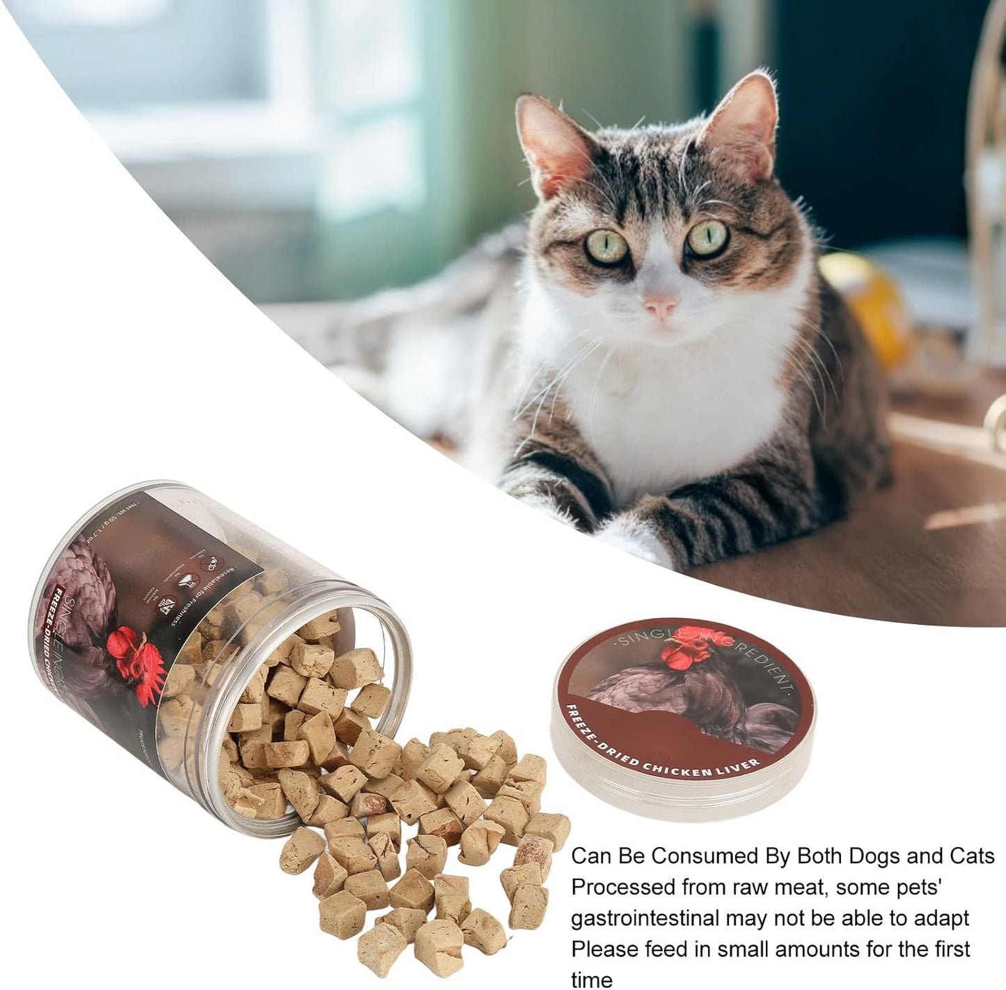 Pwshymi Freeze Dried Chicken Liver for Dogs & Cats, 50g Pet Dog Treats Dog Freeze Dried Food Real Chicken Dog Treats Dry Chicken Cat Treats Pet Supplies Dogs Food Dry Las necesid
