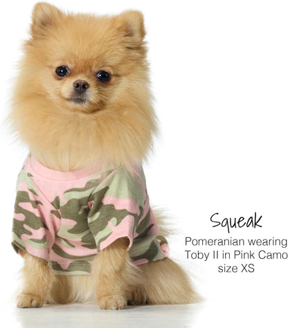 Toby II - The Perfect Tee, 3 Pack Short Sleeve Pet T-Shirt 100% Organic Cotton Tees Clothes for Small, Medium, Large Dogs, Pink Camo, Large (40-60 lbs)