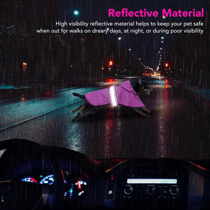 Waterproof Dog Raincoats - Hooded Raincoats for Dogs, Adjustable Reflective Dog Rain Coat, Windproof Dog Rain Jacket Pet Rain Slicker Poncho for Small, Medium, Large Dogs (Medium, Pink)