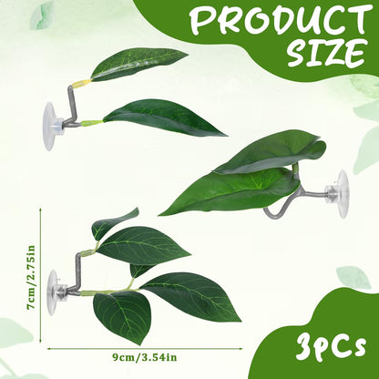 Betta Fish Hammock, 3 Pcs Betta Fish Leaf Pad Aquarium Plants Decor Simulating The Natural Habitat for Fish Tank Accessories Betta Sleeping Resting Playing Hiding Breeding with Plastic Suction Cup