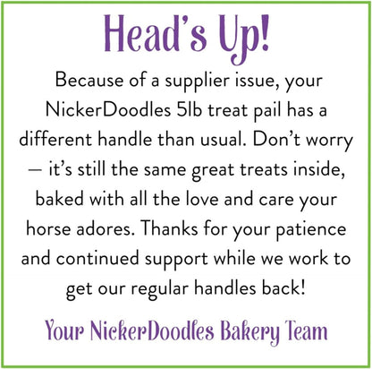 Horse Treats - 5 lb Pail - Effortlessly Give Medications with Our Soft Baked Treats - Training Treats are The Perfect Motivator - No Additives or Preservatives Handles May Vary