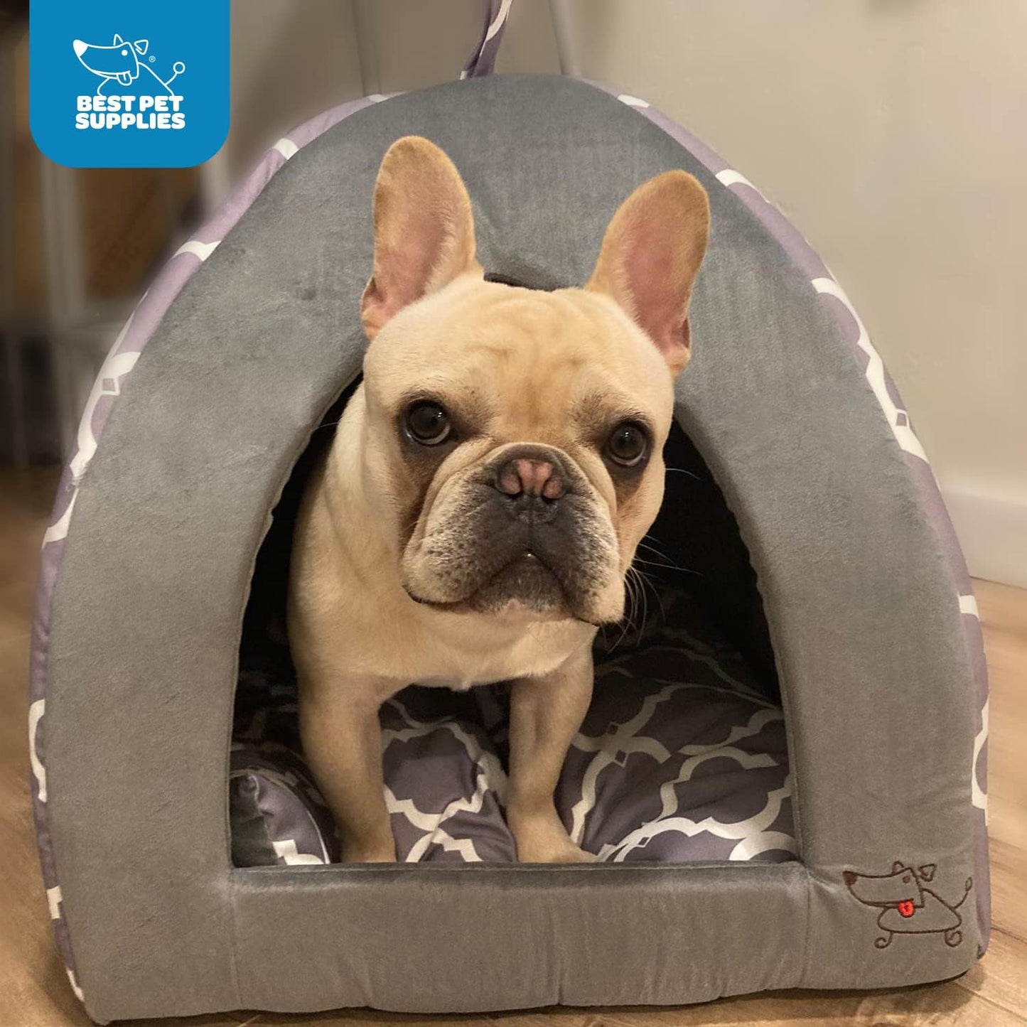 Pet Tent-Soft Bed for Dog and Cat by Best Pet Supplies - Gray Lattice, 19" x 19" x H:19"