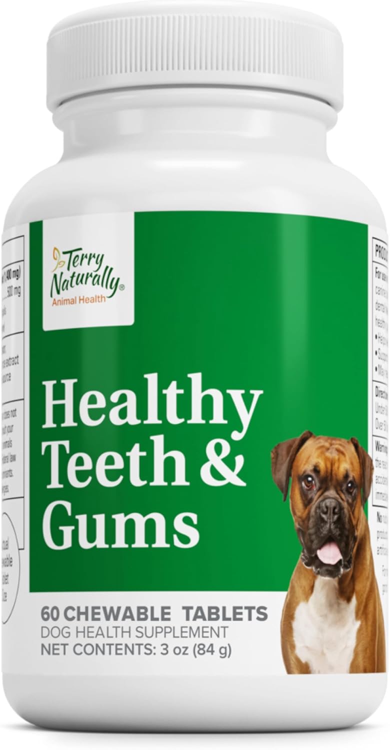 Terry Naturally Healthy Teeth & Gums - for Dogs- Supports Dental Health & Helps Freshen Breath - Supports Healthy Gums - 60 Tablets