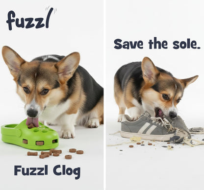 Clog Treat Toy for Dogs – Natural Rubber Chew Toy – Durable, Interactive Enrichment Feeder – Eco-Friendly, Non-Toxic & Dishwasher Safe – Green