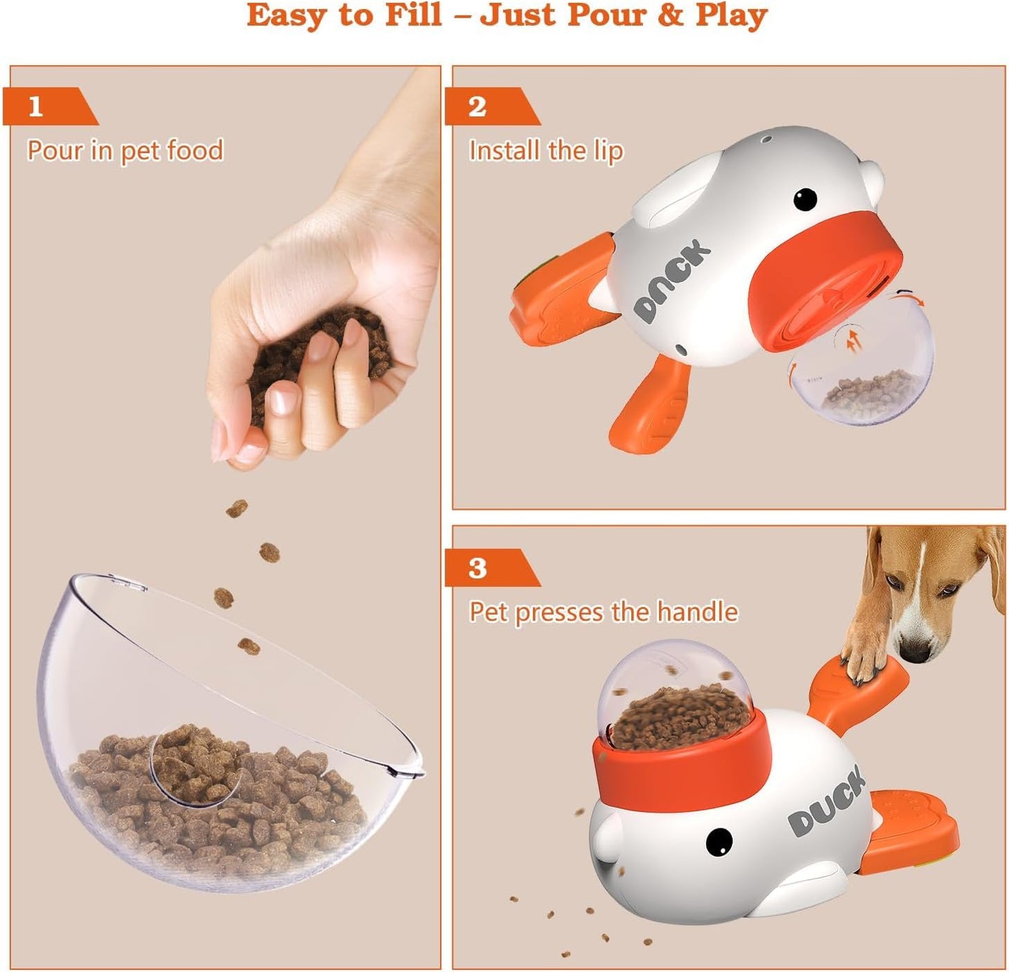 Dog Interactive Treat Dispenser Toy Food Puzzle Slow Feeder Duck-Shaped Dog Puzzle Feeders for Small Medium Dogs Cats IQ Training Reduces Bloating for Healthy Eating White