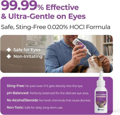 Dog and Cat Eye Wash Cleaner Eye Drops for Dogs and Cats to Flush and Soothe Eye Irritations, Dog Tear Stain Cleaner, Safe for All Animals. 3.38 Ounces