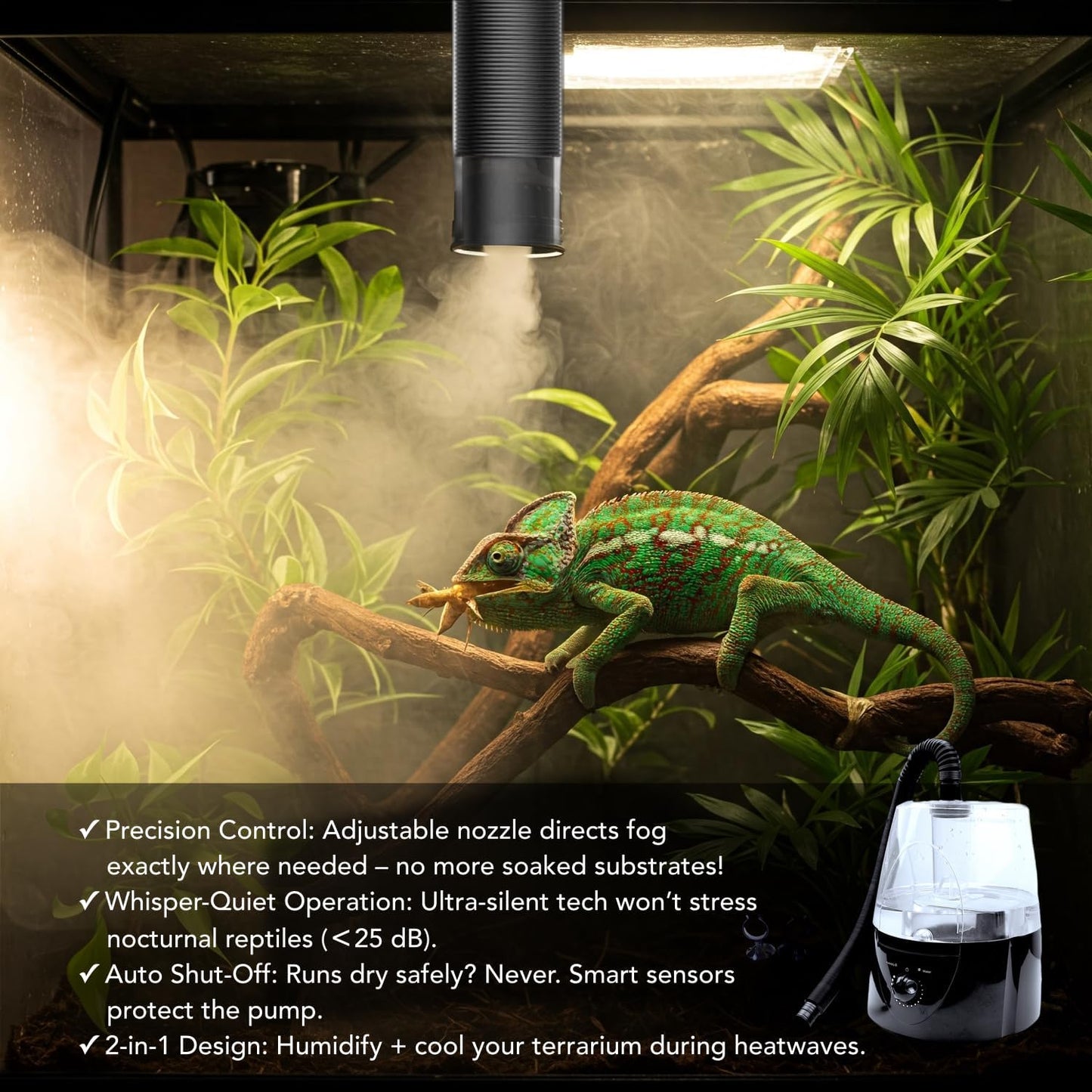 Reptile Fogger, Terrarium Humidifier, Plant Humidifier, Fog Machine Mister for Reptiles and Plants Vivarium, 3.5L Large Capacity, Ideal for Reptiles/Amphibians/Grow Room/Grow Tent Humidifiers