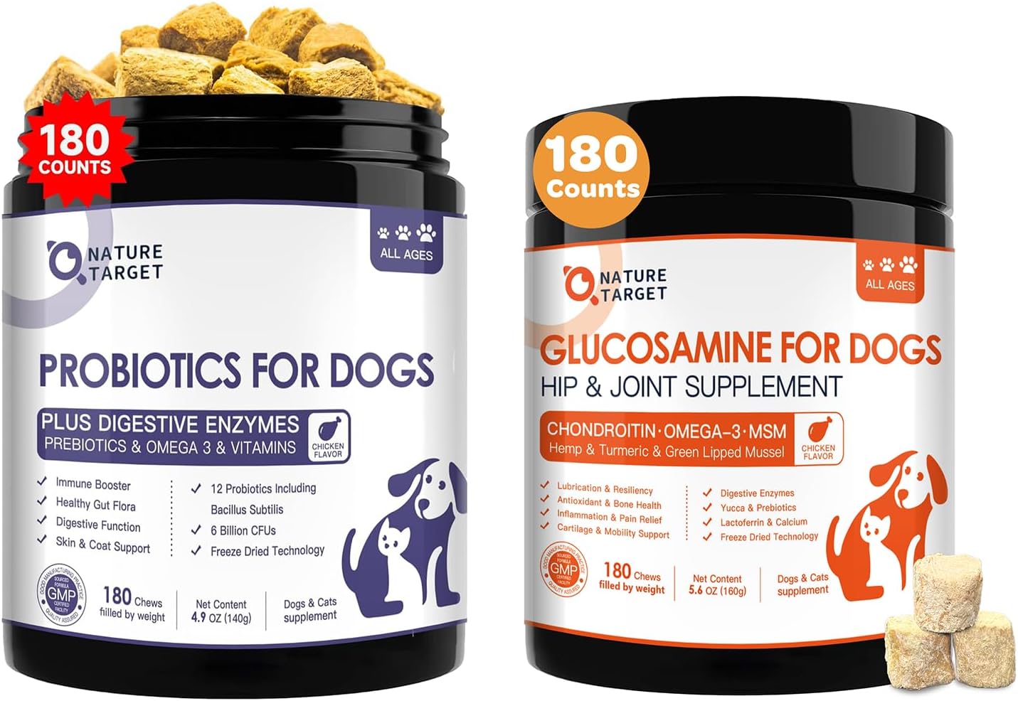 Probiotics for Dogs & Glucosamine for Dogs 180 Counts