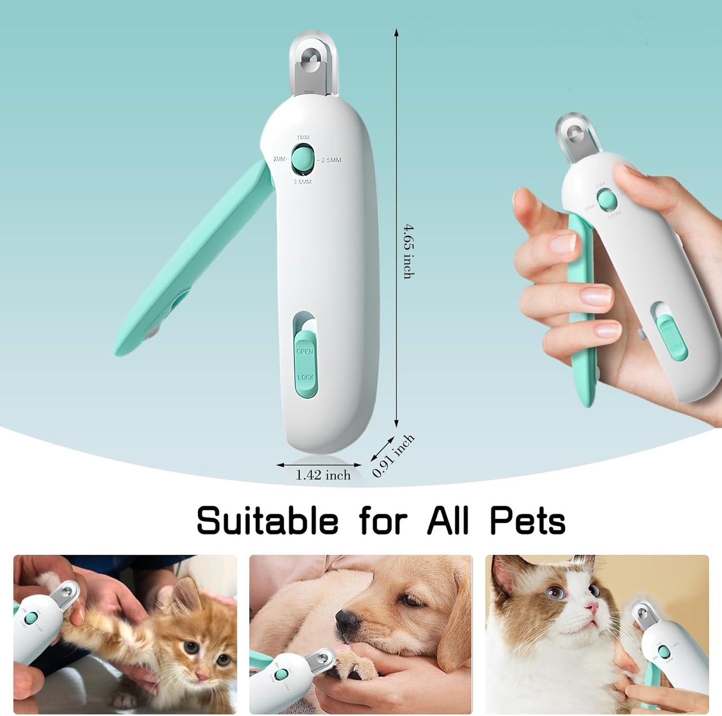 Dog Nail Clipper Cat Nail Trimmer, Adjustable Aperture, Safety-First Design, Inbuilt Nail File for Pets Claw Care Pet Grooming