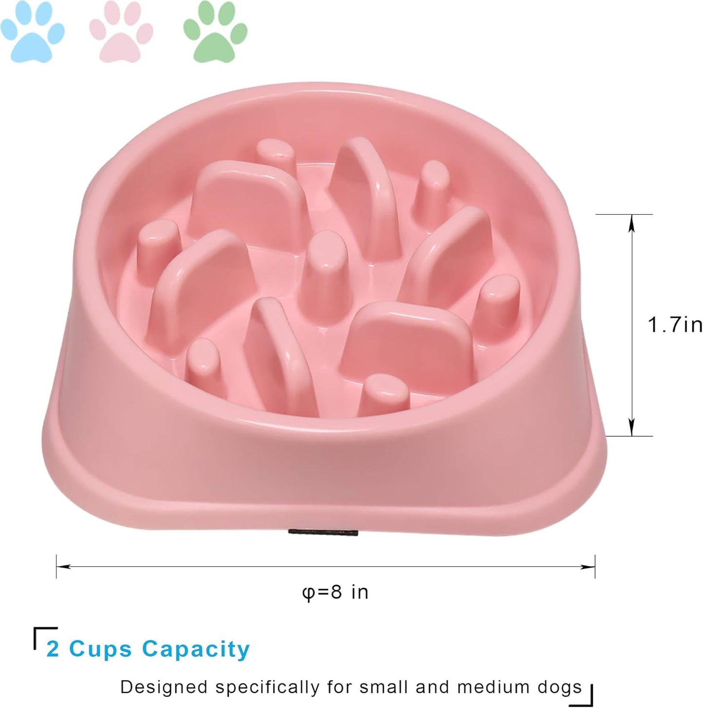 UPSKY Slow Feeder Small Dog Bowl - Anti-Slip Puzzle Bowl Feeder, Interactive Bloat Stop, Anti-Choking
