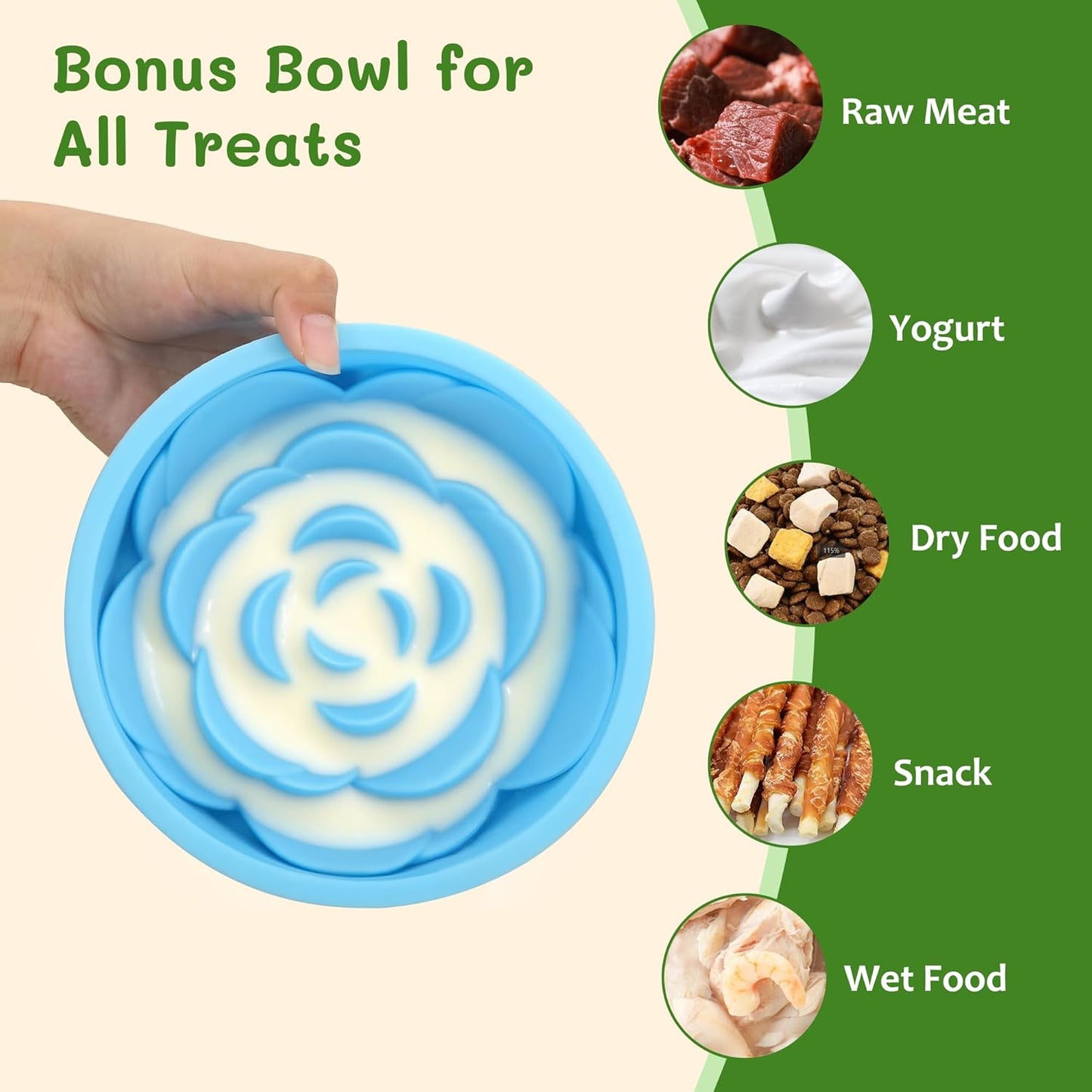 Slow Feeder Dog Bowl with Suction Cups Silicone Frozen Dog Treat Holder for Small Medium Large Dogs