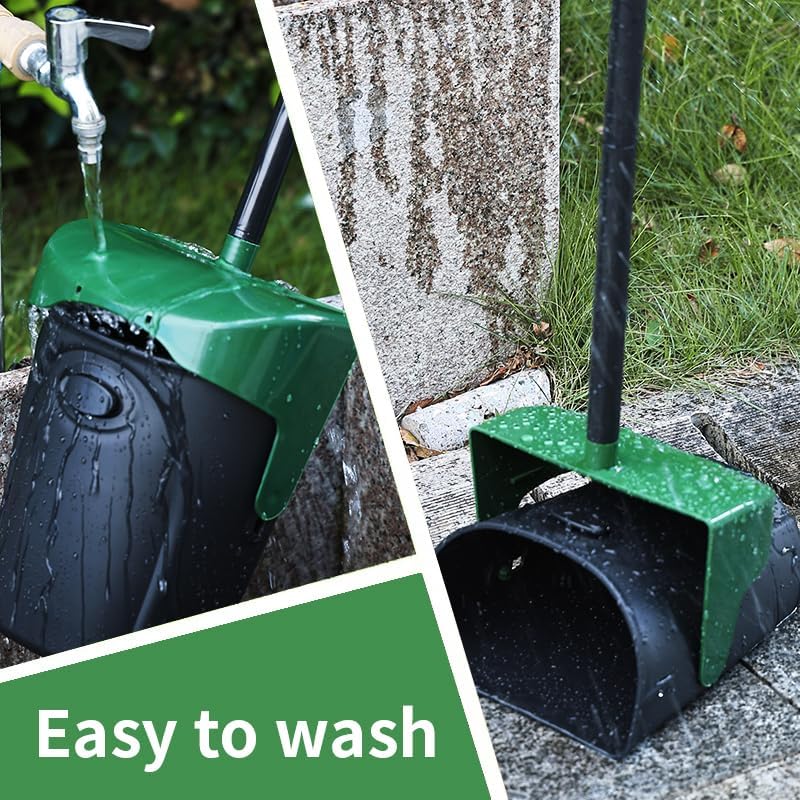 Pooper Scooper Large Swivel Bin & Rake with 160 Waste Bags,Heavy Duty Dog Pooper Scooper with Bag Attachment for Dogs, Long Handle Poop Scooper with Lid for Yard, Grass, Gravel(Dark Green)