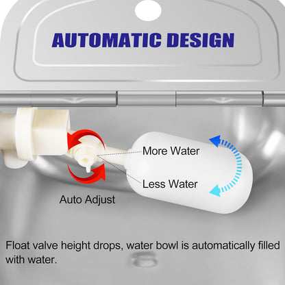 ToLanbbt Automatic Animal Dispenser Horse Water Bowl with Float Valve Stainless Steel Goat Waterer Feeder Outside Water Trough for Livestock Auto Fill Dog Watering Bowl with 1/2" Hose, Drainage Hole
