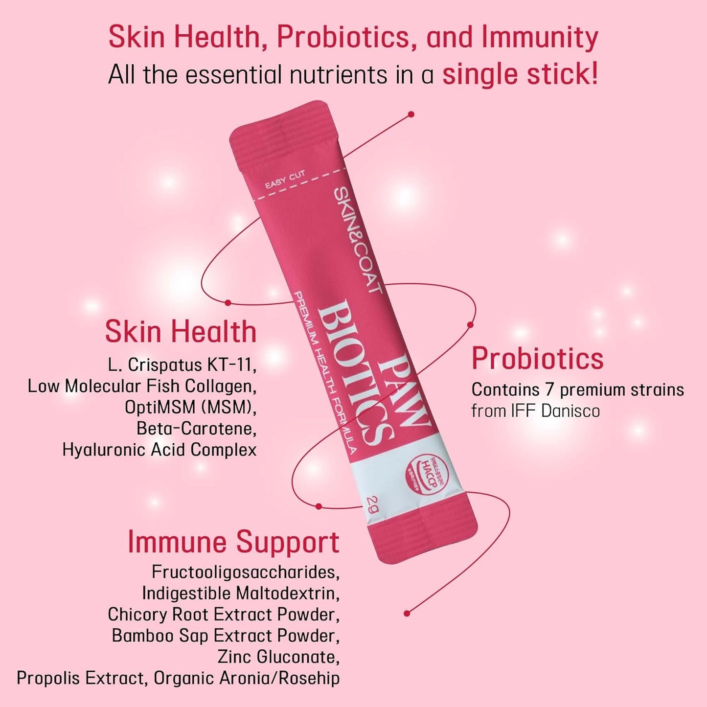 Pawbiotics Skin & Coat Probiotic Powder for Dogs (2.1 oz, 30 Sticks) – with KT-11 Postbiotic, Collagen & Hyaluronic Acid – Supports Gut, Immune & Skin Health – Natural Blueberry Flavor, Made in Korea