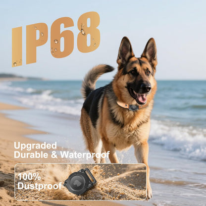 Leather AirTag Dog Collar - IPX8 Waterproof Dog Collar with AirTag Holder|Reflective, High - End, Adjustable Soft Padded |Dog GPS Collar Tracker Fit for Medium Large Dogs (Light Brown, L)