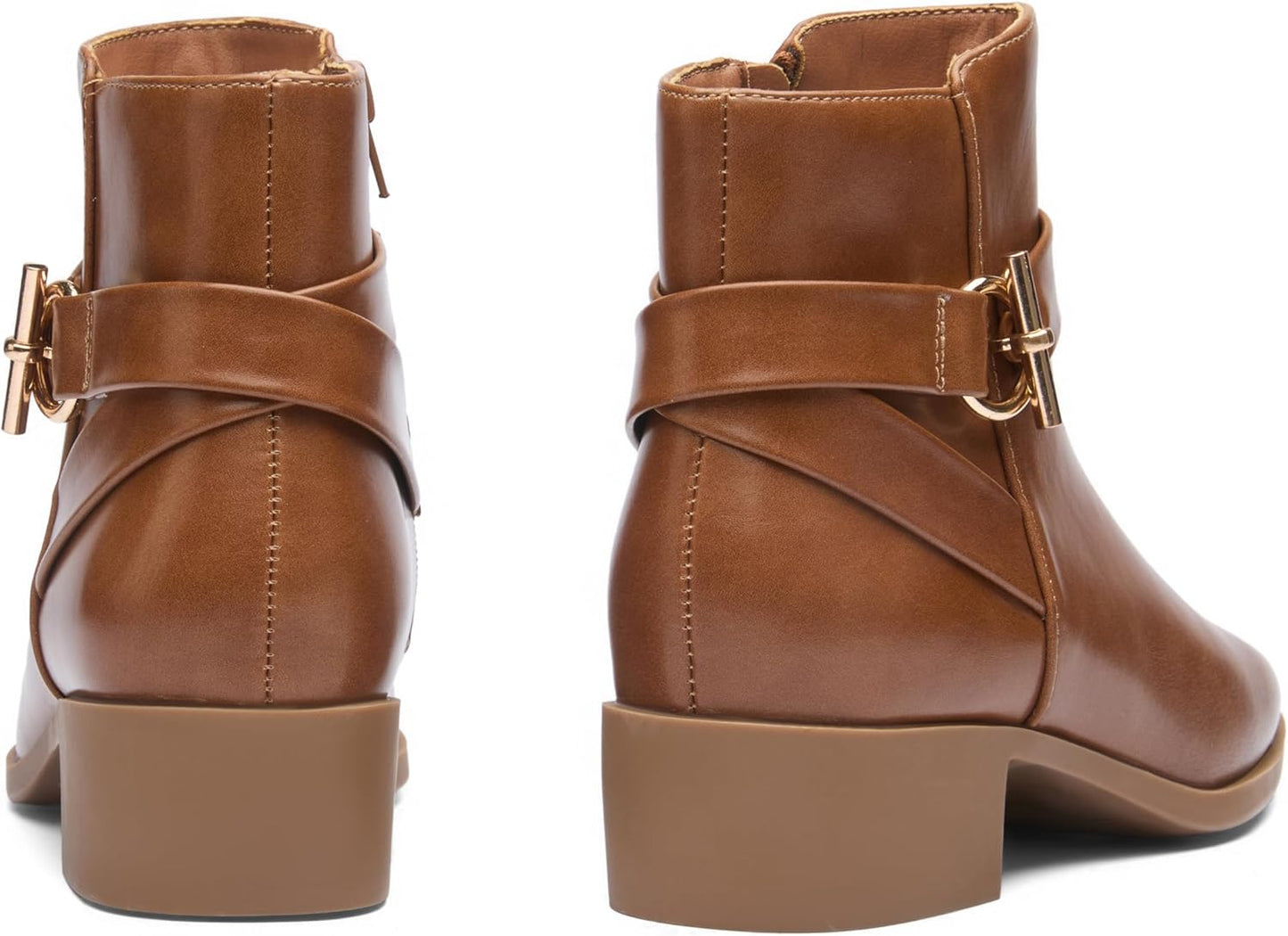 Square Toe Ankle Boots for Women, Low Block Heel Fashion Short Chelsea Booties, Chunky Heeled Side Zip Comfortable Fall Winter Dress Boot