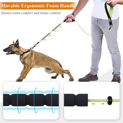 VIVAGLORY Chew Proof Dog Leash + Dog Raincoat, Rain Jacket with Harness Hole & Hood, Leash with Soft Padded Handle for Training