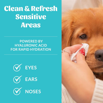 SKOUT'S HONOR HydroClear Eye, Ear & Nose Wipes w/Hyaluronic Acid - for Your Dogs and Cats - Fragrance-Free - 50ct
