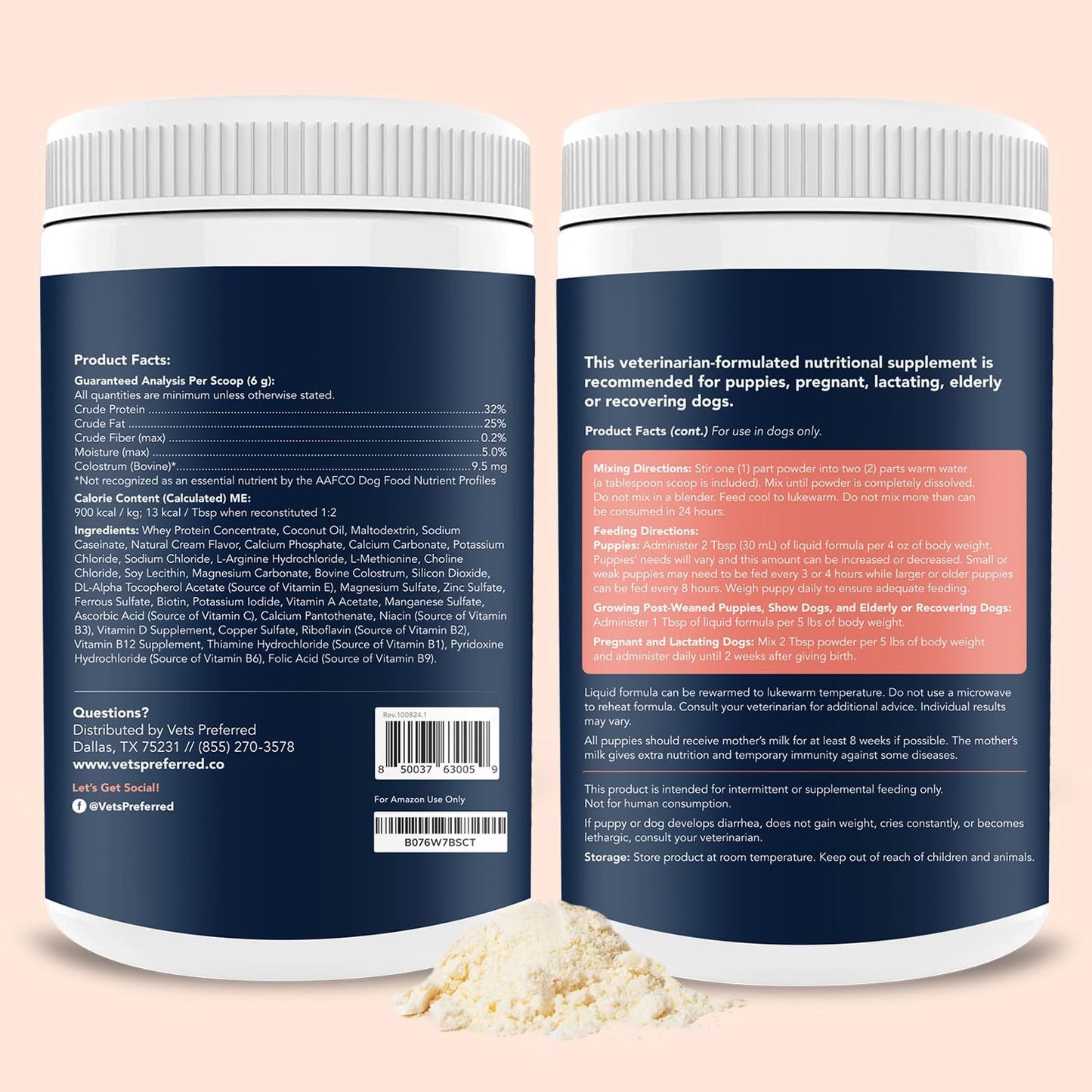 Vets Preferred Puppy Milk Replacement Formula - Dog Milk Replacer Powder Supplement for Pregnant, Lactating, Aging Dogs - Enriched with Colostrum - Nutritious Nursing Formula for Puppies - 12 Oz