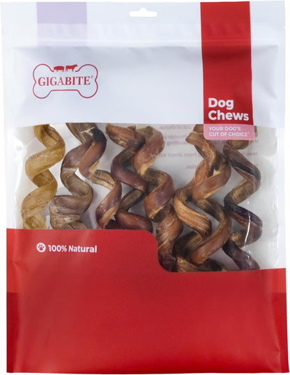 GigaBite 6 Inch Spiral Bully Sticks (10 Pack) Beef Pizzle Dog Treat by Best Pet Supplies