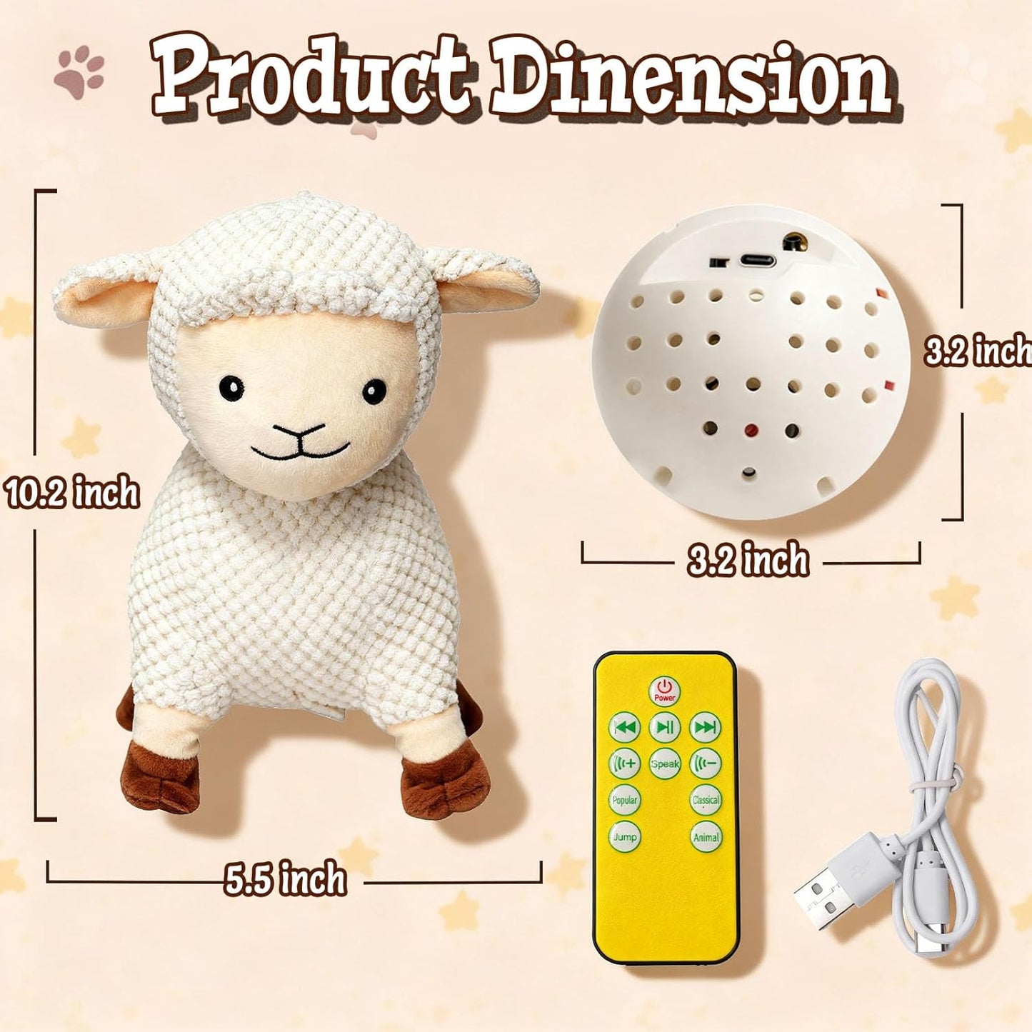 Sheep Interactive Dog Toys, Rechargeable Moving Toy with Motion-Activated Ball & Music Recording Modes for Medium & Large Dogs, Jumping Dog Toy to Keep Them Busy