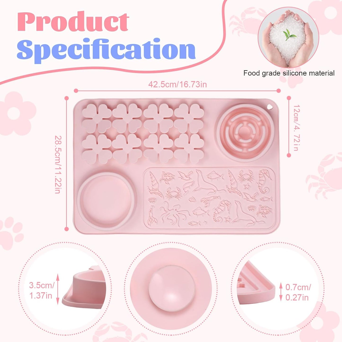 Silicone Lick Mat for Dogs & Cats – Slow Feeder Dog Bowl, Non-Slip Licking Mat for Large & Small Breeds, Puzzle Feeder & Snuffle Mat for Fast Eaters, Interactive Pet Food Mat