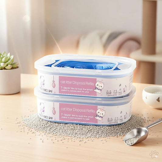 2 Pack 28FT Cat Litter Refill Cartridge, Compatible with Pet Genie Standard/Plus/Style Pail Refills, Up to 8 Months of Supply, 7 layer Odor Control Jumbo Refill Cartridge