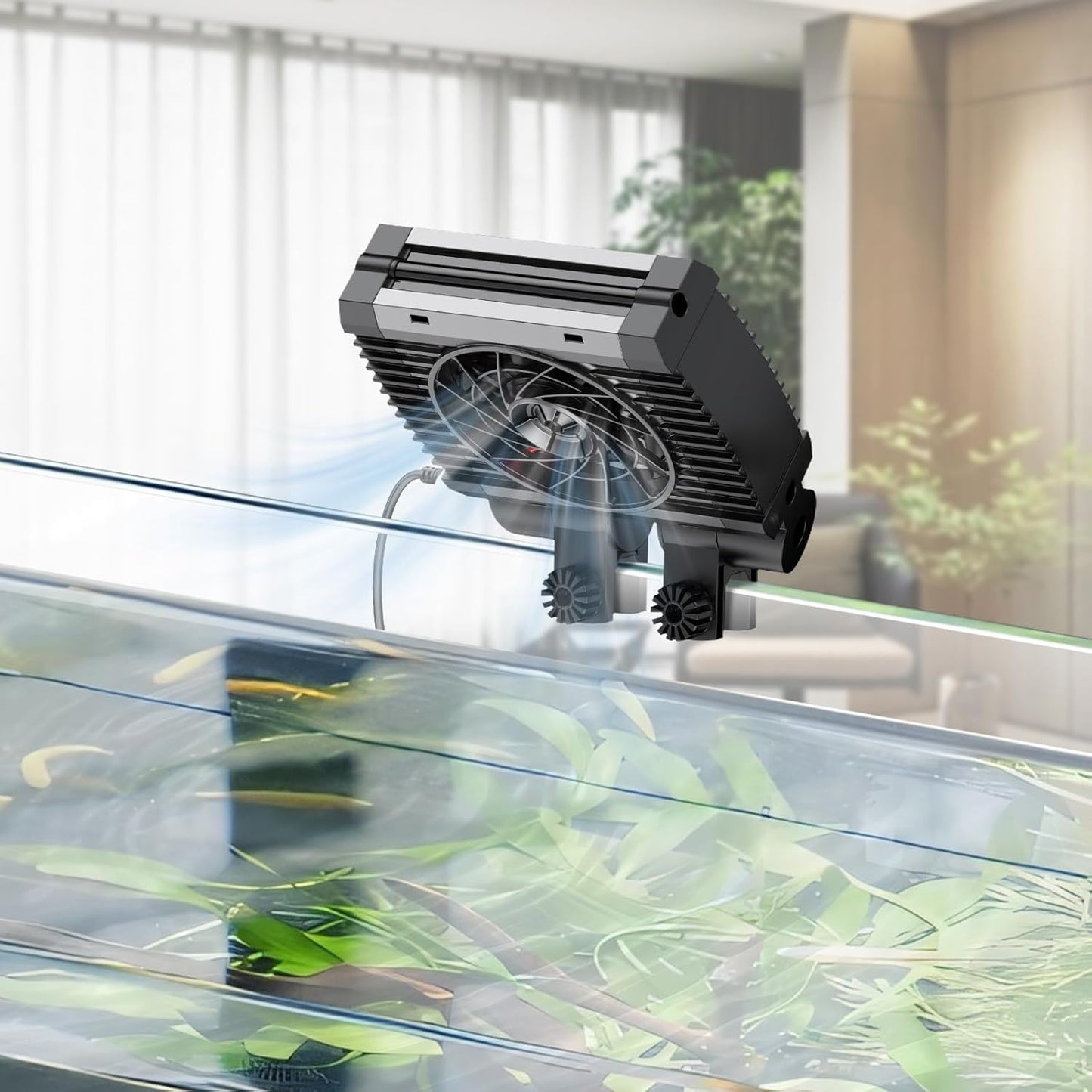 Pawfly Aquarium Chiller Fan, Quiet Aquarium Fan for Axolotl Tank, Fish Tank Cooling Fan, Aquarium Cooler with Adjustable Speed and Timer, Terrarium Fan Water Chiller for Freshwater and Saltwater Tanks