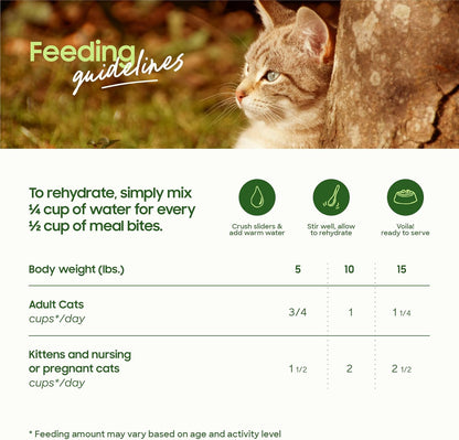 Freeze-Dried Raw Cat Food, Shelf Stable Food Bites, Chicken Recipe, High Protein Meal or Topper for Cats, Humanely Raised Meat, Organic, Non-GMO Produce, Made in The USA, 10oz Bag