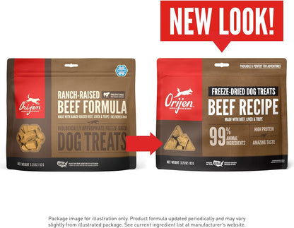 ORIJEN Grain Free High Protein Freeze Dried Dog Treats Ranch-Raised Beef Recipe 3.25oz Bag