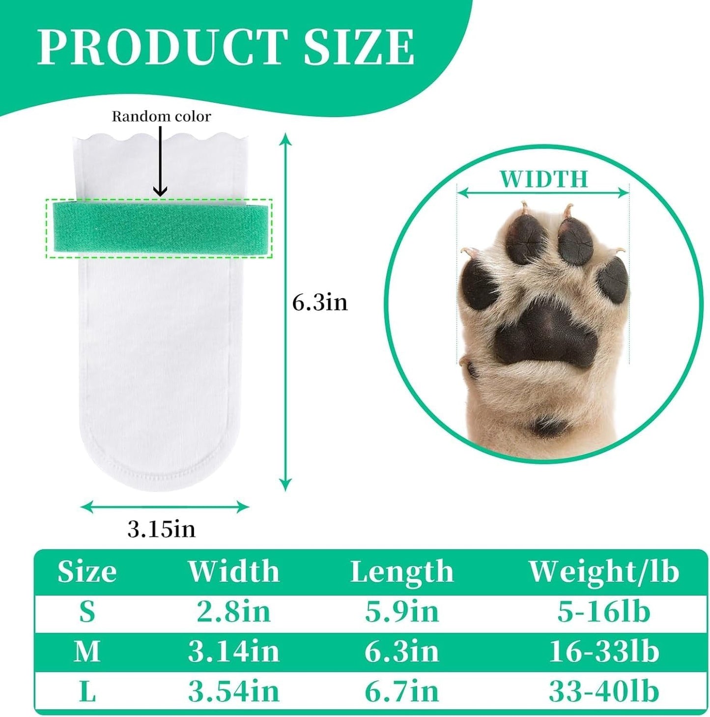40 Disposable Dog Paw Protectors Adjustable Velcro Socks for Small Medium Large Dogs Indoor Outdoor Walking Footmuffs (S (5-16 lb) 40)