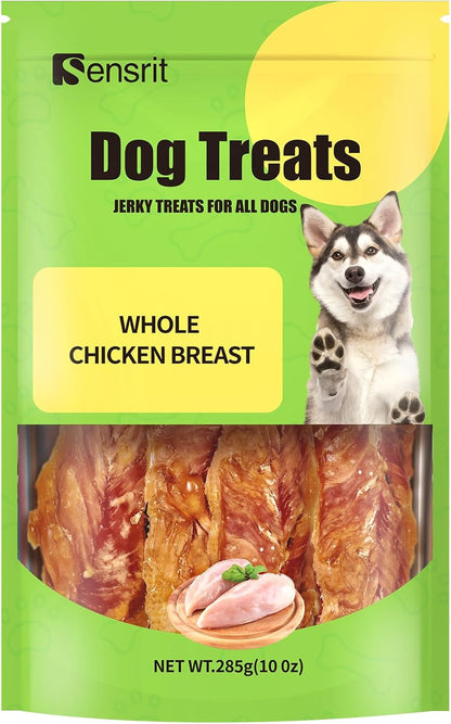 Whole Chicken Breast Dog Treats - Meaty, Chewy Jerky Strips for Large Dogs - High Protein Snacks, Training Rewards, 45% Protein Content for Muscle Support