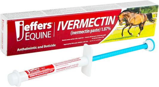 Jeffers Ivermectin Gel Dewormer for Horses - Apple Flavored, 1.87% Broad Spectrum Dewormer Paste - Effective Parasite Control for Worms, Pinworms, Bots & More - Safe for Equine of All Ages- (1 Pack)