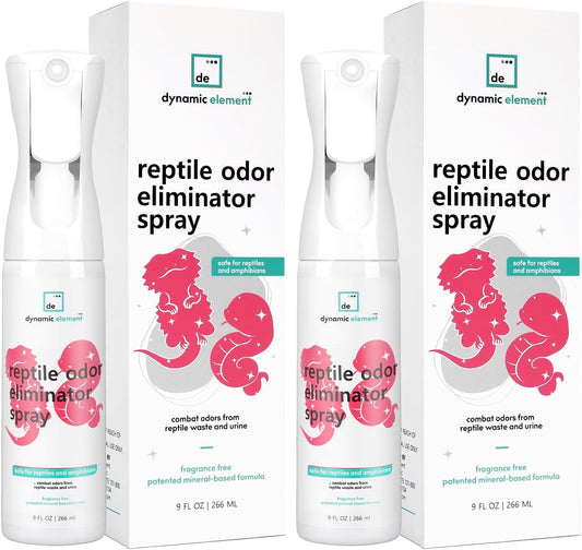 (2-Pack Value Set) Reptile Tank Odor Eliminator Spray – Unscented Natural Mineral Formula - Remove Waste Smells in Bearded Dragon and Turtle Tanks – 18 Fl Oz Total (2 x 9 Fl Oz)