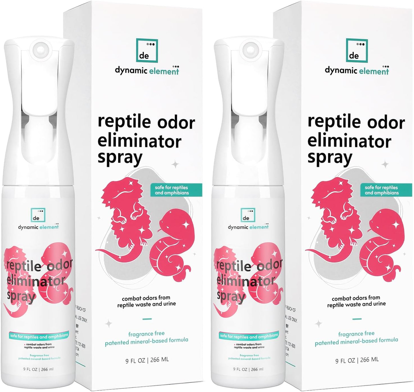 (2-Pack Value Set) Reptile Tank Odor Eliminator Spray – Unscented Natural Mineral Formula - Remove Waste Smells in Bearded Dragon and Turtle Tanks – 18 Fl Oz Total (2 x 9 Fl Oz)