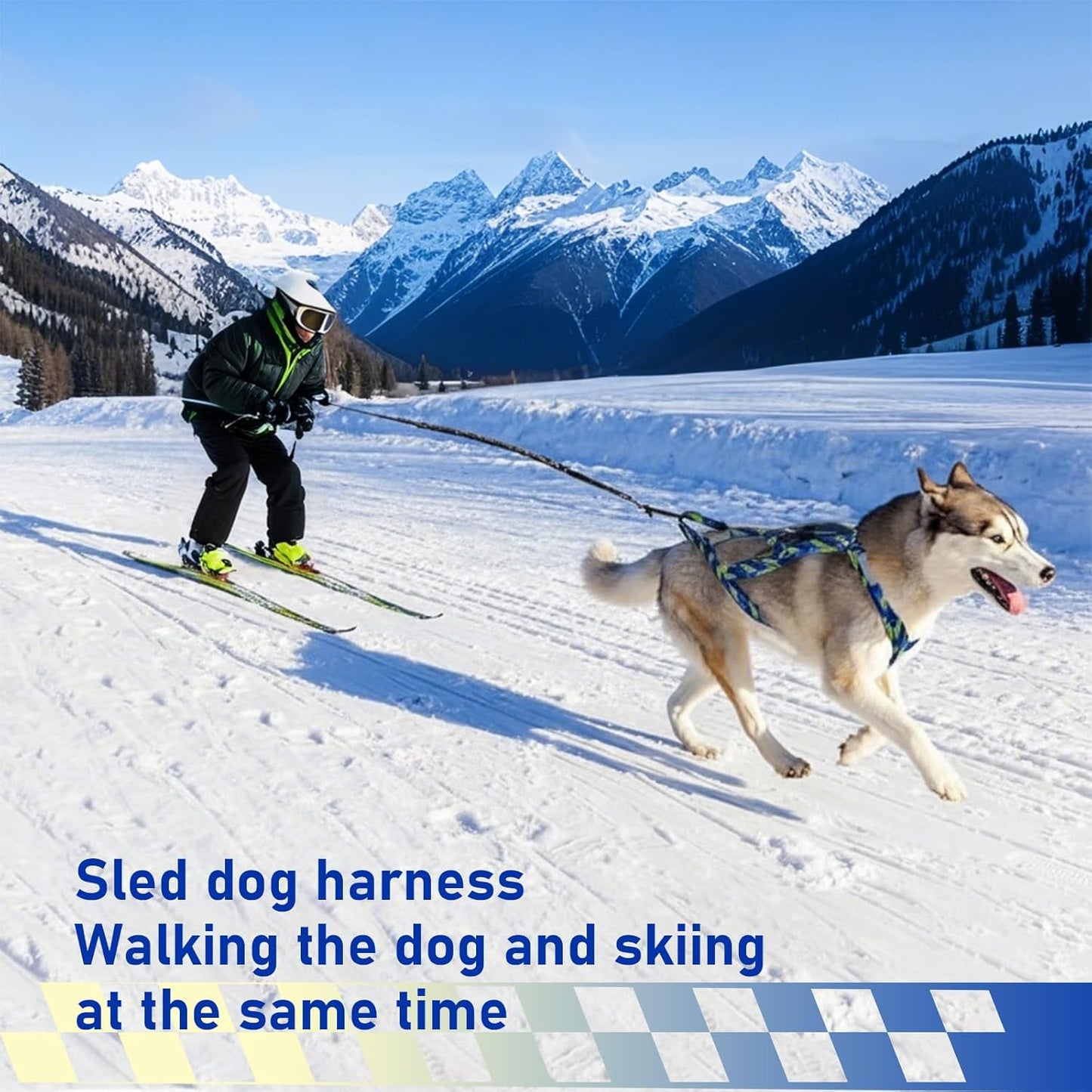 Dog Pulling Harness, Sled Dog Harness for Running, Pull Dogs Leash is Suitable for Cross-Country Running, Dogs Sports, Bicycle Traction, Ski Traction, Sled, Sled Dog 25.5kg (Blue, L)