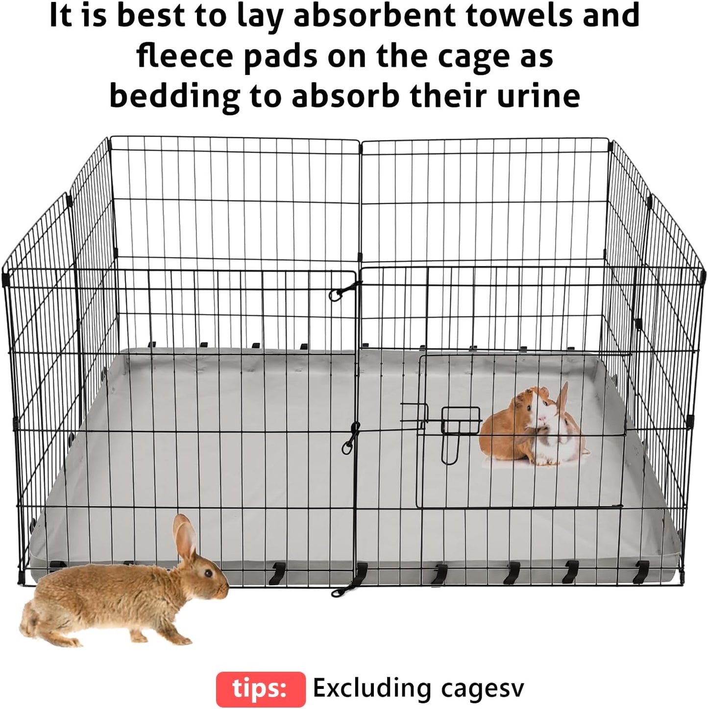 Guinea Pig Cage Bottom Tarp for C&C Grids Habitat Cage Panel, 47x24 inches Guinea Pig Cage Liner Base, Washable Small Animal Cage Bedding for Rabbits Hamsters Hedgehogs Ferrets Small Pets(No Cage)