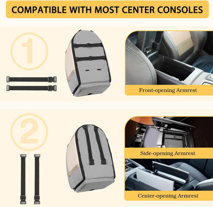 Dog Car Seat for Big Console, Non-Slip Center Console Dog Car Seat for Pickup and Trucks, Large Space Pet Bed for Puppies, Small Dogs, Cats Under 15 LBS, Grey