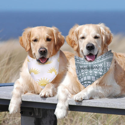 Whaline 4 Pieces Boho Pet Bandanas Rainbow Dog Scarf Washable Yellow Green Red Pet Neckerchief Triangle Dog Bibs Assortment Puppy Kerchief Accessories for Pet Costume Supply