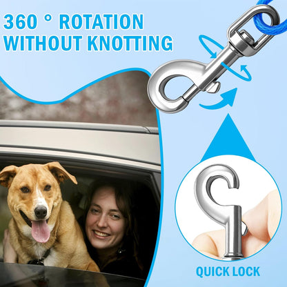 Dog Car Safety Harness,16 Inch/40 cm Double Clips Seatbelt Dog Leash，No Chew seat Belts for Dogs（2 Pack Blue）