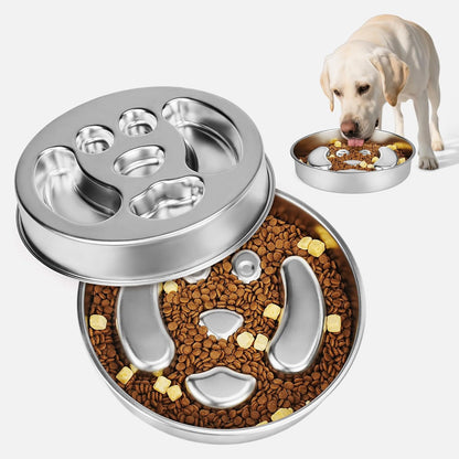 Stainless Steel Slow Feeder Dog Bowl – Anti-Gulping Puzzle Bowl for Small & Medium Dogs, 2-Cup Capacity Pet Feeding Dish, Helps Reduce Bloat & Improve Digestion