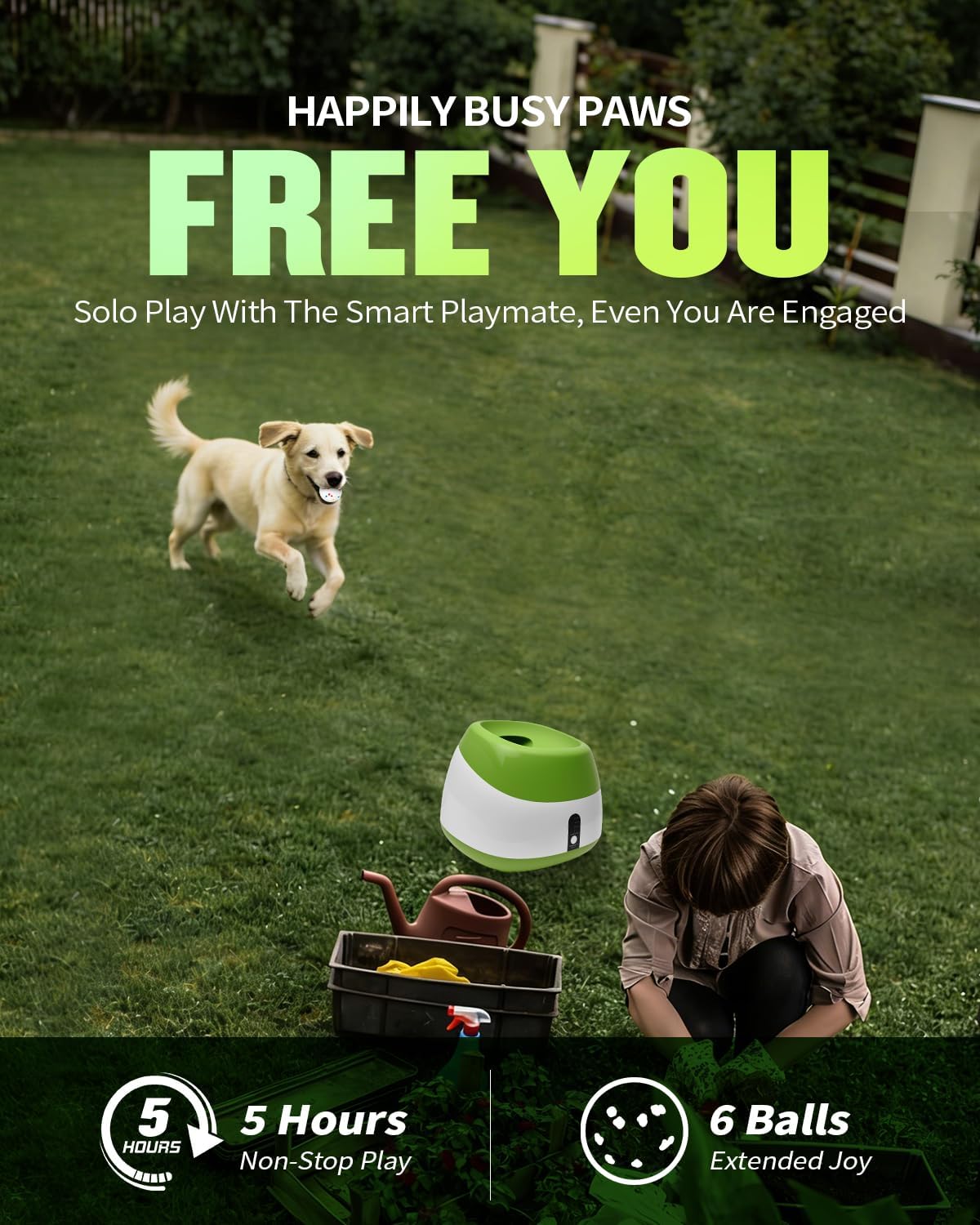 Automatic Ball Thrower for Dogs, Ball Launcher for Dogs - 2.5" Dog Balls * 6Pack (Green)