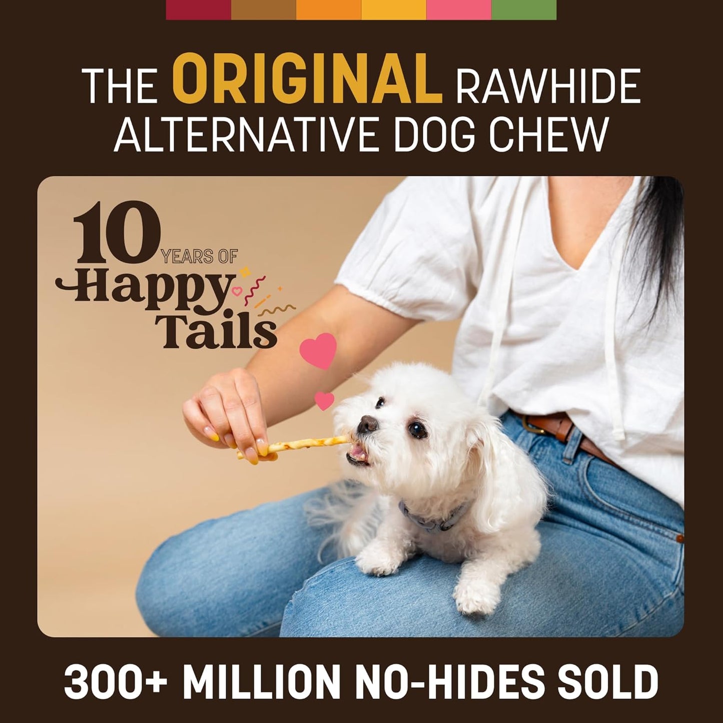 Earth Animal No Hide Stix - Long Lasting Rawhide Free Small Dog Chews Sticks, Peanut Butter - 40 Count Extra Value Pack