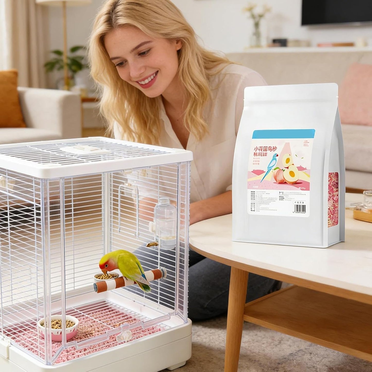 Bird Bedding for Cage - Bird Nesting Odor Control Litter Sand - Cage Odor Control Bedding - for Conure Parakeet Cockatoo Lovebird Canary Cockatiel