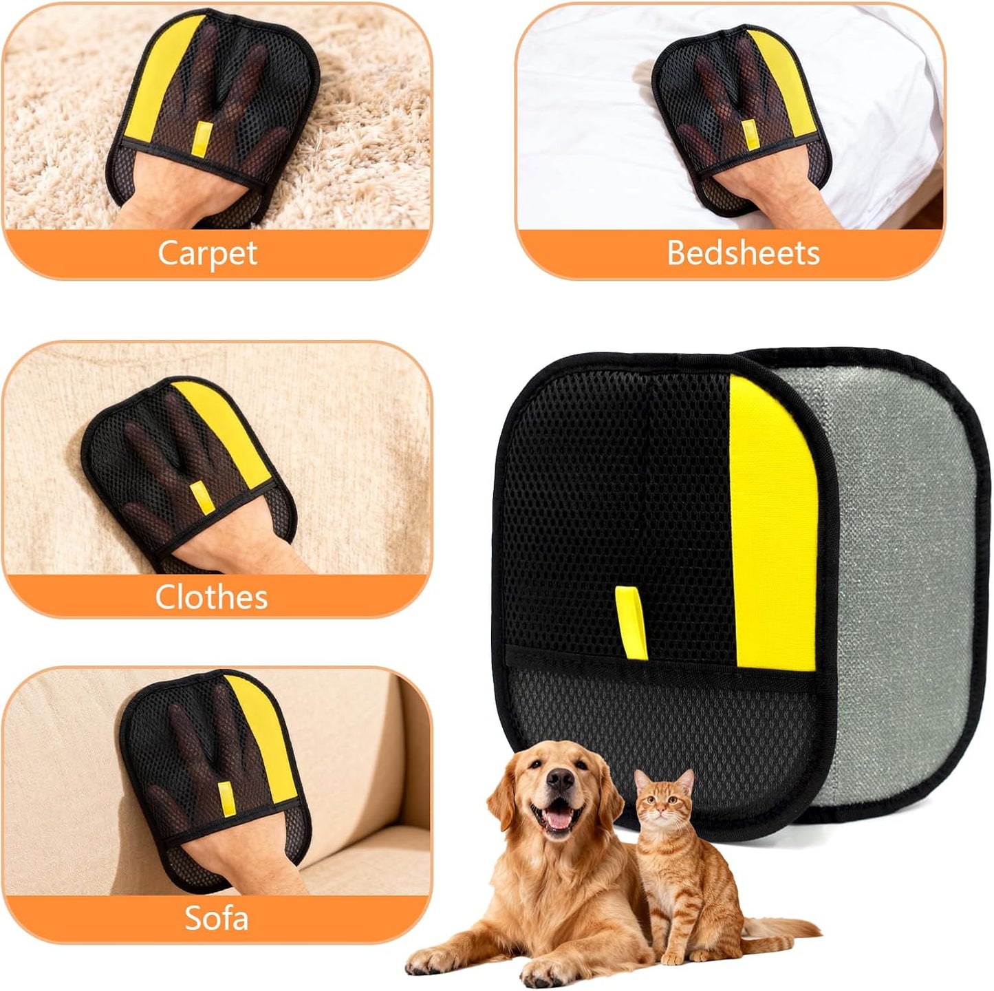 Pet Grooming Gloves for Cats & Dogs – Gentle Deshedding & Massage Brush Glove, Efficient Hair Remover with Static Adsorption, Soft Silicone Tips, Easy to Clean & Comfortable Fit