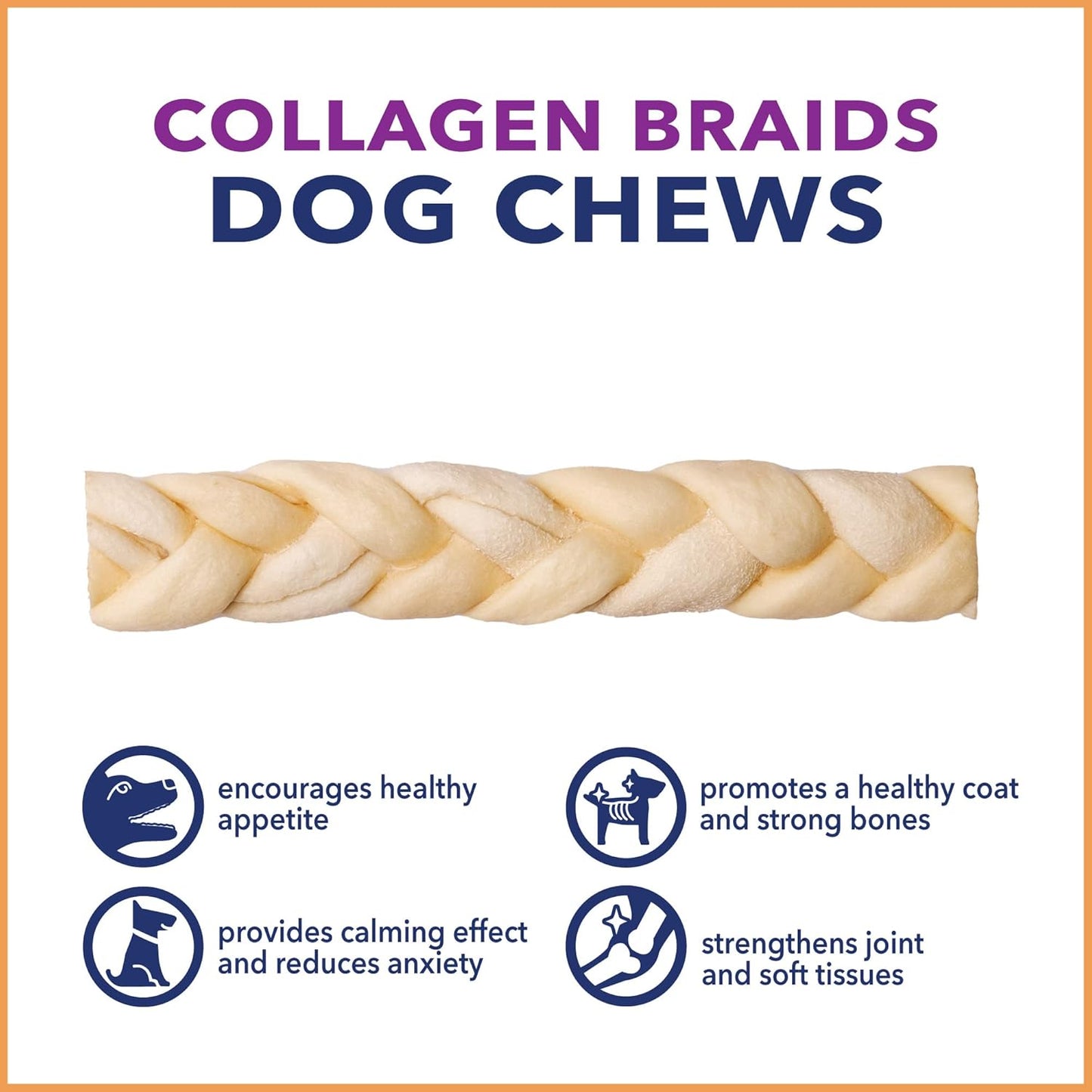Pet Factory CareChewz Collagen 6-7" Skinny Braided Sticks Dog Chew Treats - Natural Flavor, 15 Count/1 Pack