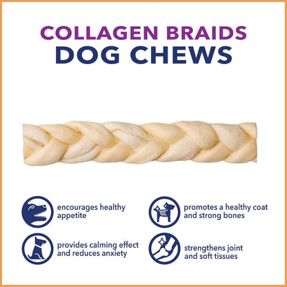 Pet Factory CareChewz Collagen 6-7" Skinny Braided Sticks Dog Chew Treats - Natural Flavor, 15 Count/1 Pack