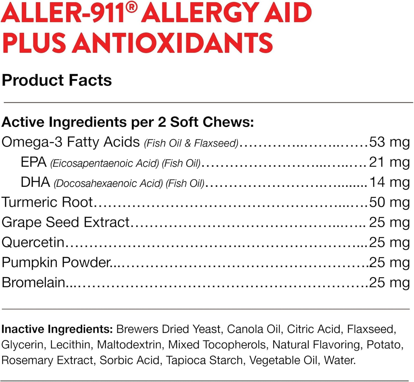 NaturVet – Aller-911 Allergy Aid Plus Antioxidants for Cats – 60 Soft Chews | Supports Immune System, Skin Moisture & Respiratory Health | Enhanced with Omegas, DHA & EPA | 30 Day Supply