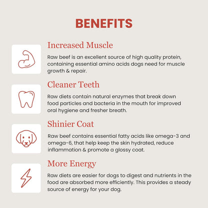 Freeze Dried Raw 100% Beef Dog Food | Premium High Protein Healthy Nutritious Dog Food | Complete & Balanced Meal, Natural Source of Vitamins and Minerals, 8 Oz